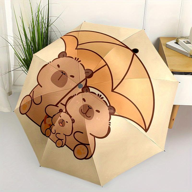 

Umbrella Bears,Cute Family Automatic Folding Umbrella Simple 8 Rib Design, Bright Cartoon Pattern, Durable Iron Frame, Suitable For Travel,