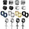 Edelstahl Ohrring-Set Herren Ohrring-Set Personalisierte Hantel Schwarze Ohrringe Kreuzohrringe