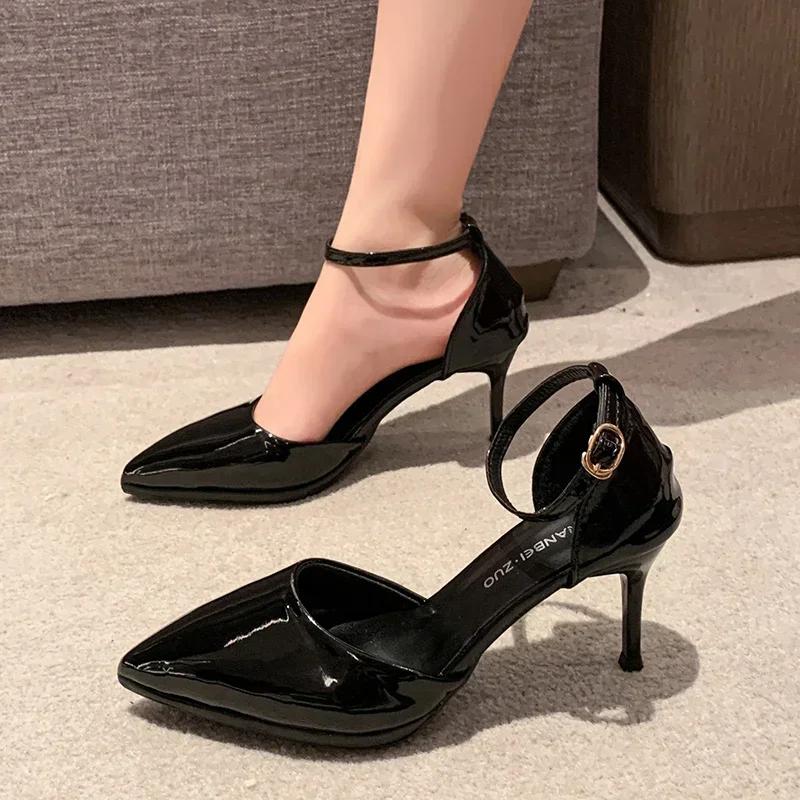 High Heels 2025 New Pointed Buckle Fashion Stiletto Sandals Outdoor Formal High Heels Women's Plus Size Banquet Party