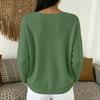 Women's V-Neck Long Sleeve Knit Top Color Casual Sweater for Everyday Wear