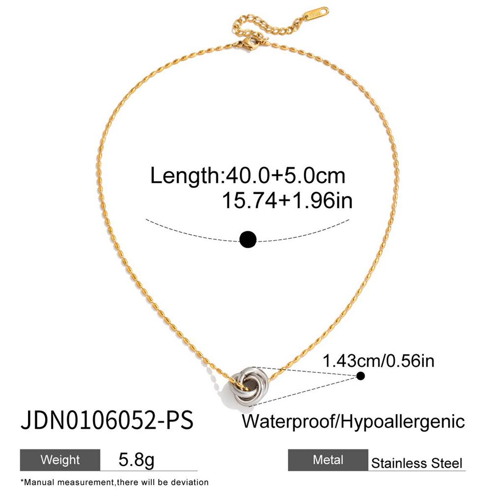 Design sense Classic style 18K gold, gold and silver color matching interlocking line winding interlocking necklace