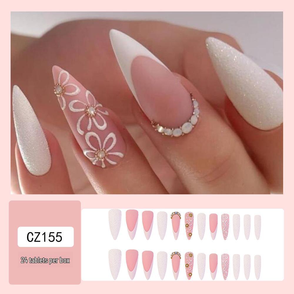 Long T-Point Diamond Jelly Glue False Nails - Press-On Nail Art Tips