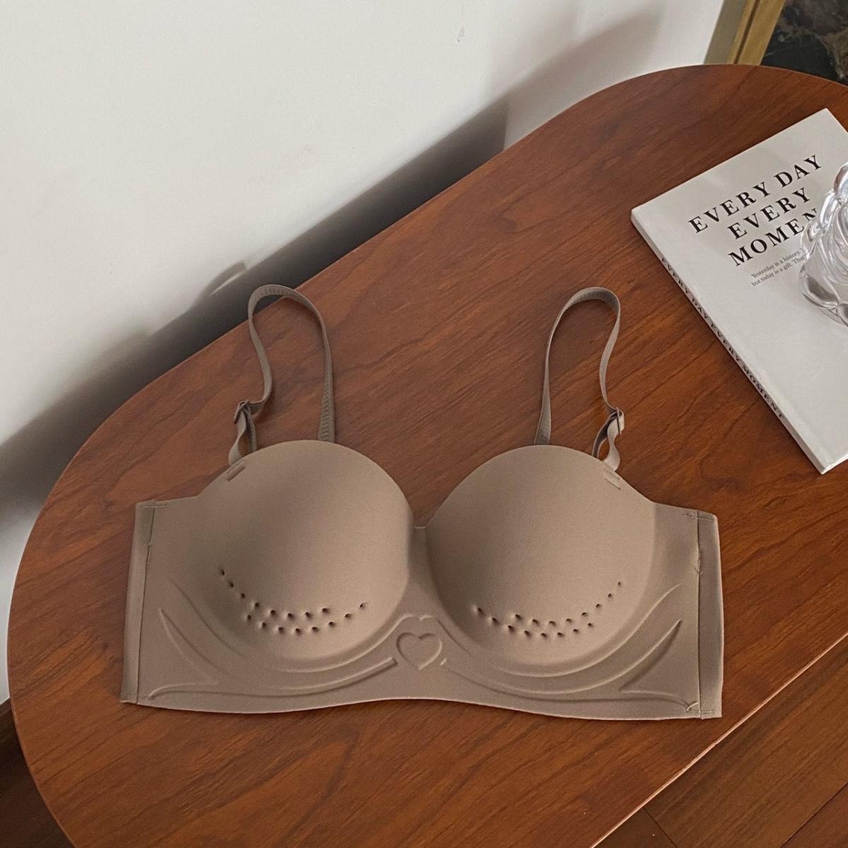 

Бесшовные бюстгальтеры Бандо Слинг Однотонное нижнее белье без спинки Для леди Сексуальное нижнее белье Простые внутренние топы Модная бра 34/75AB кофейный