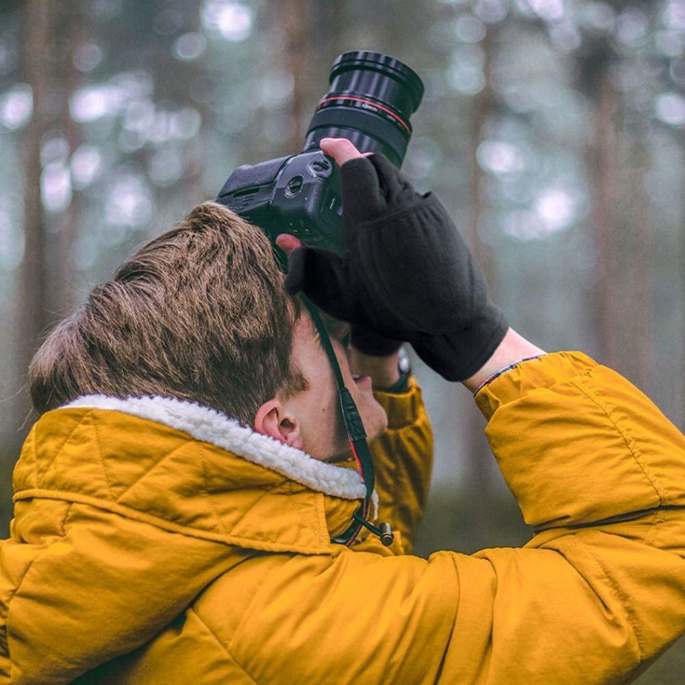 Keep Warm Winter Gloves Windproof Half Finger Flip Gloves Fingerless Convertible Mittens  Women