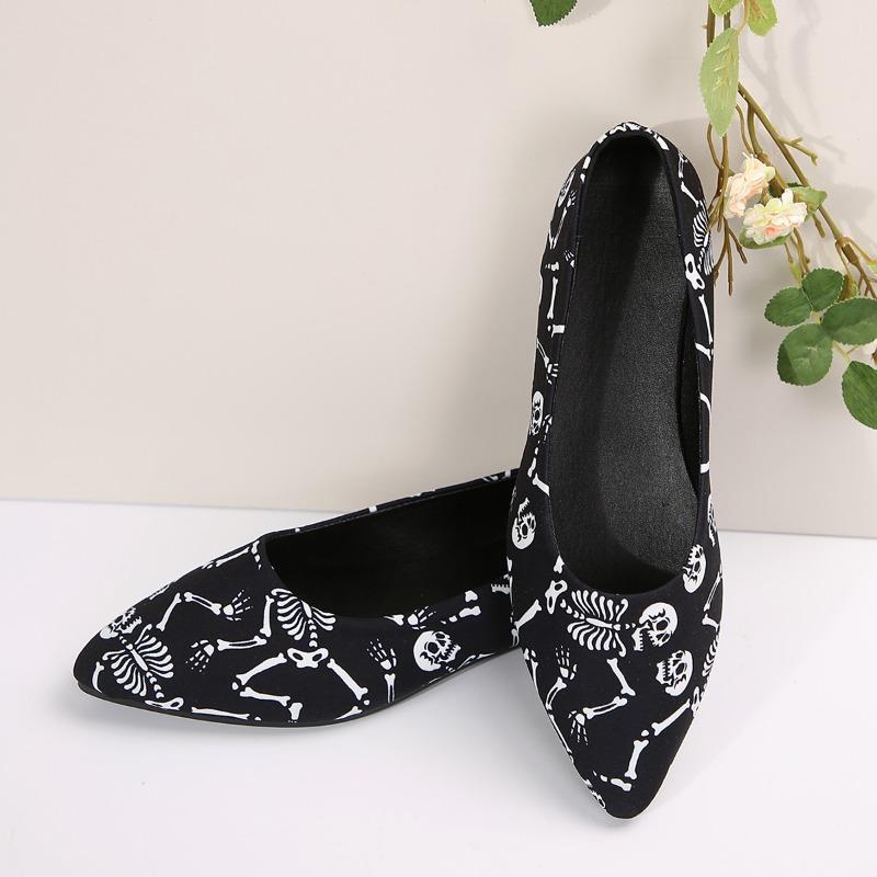 

Женские туфли на плоской подошве Осень Новые Остроносые С мелким вырезом Тканевый верх С принтом Мягкая подошва Нескользящие Низкие туфли 43 чёрный