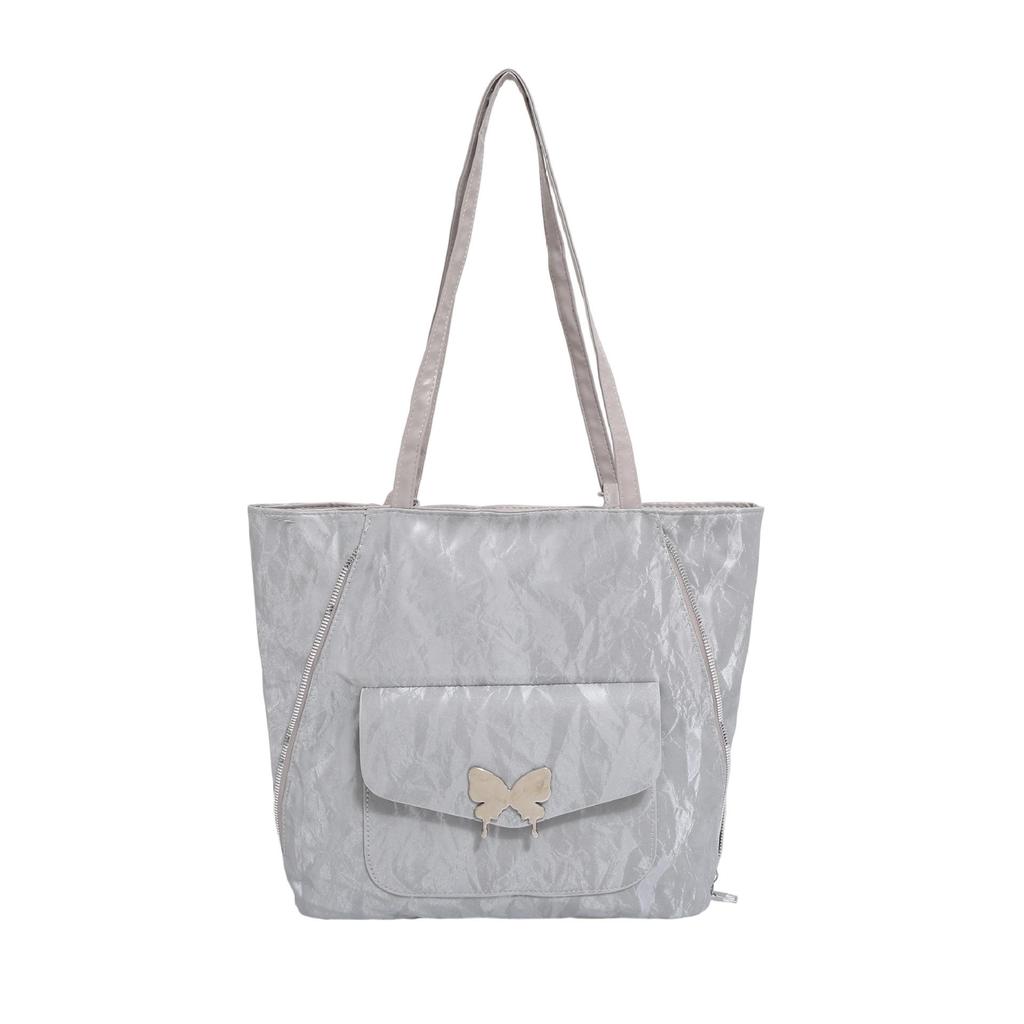 Metal Butterfly Waterproof PU Tote: Large Multifunctional Backpack & Commute Shoulder Bag for Women