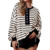 Women S V Neck Striped Long Sleeve Loose Fit T Shirt Top