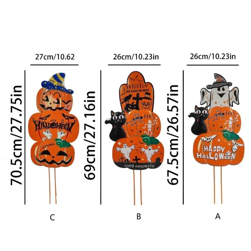 Halloween Pumpkin Metal Stakes Spooky Garden Yard Signs Outdoor Party Decoration for Haunted House Party Lawn Decoration