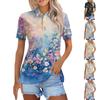 Women's Fashion Casual Lapel Short Sleeve Print Shirt Women's Button Up Tops