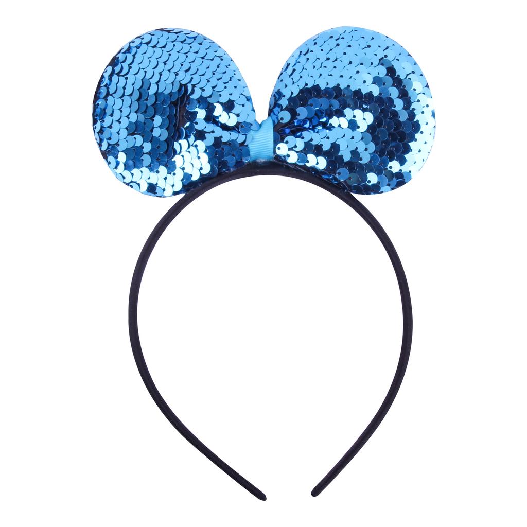 Shiny Sequin Mouse Ear Headband Cute Hair Hoop for Girls & Women Theme Birthday Party Accessory