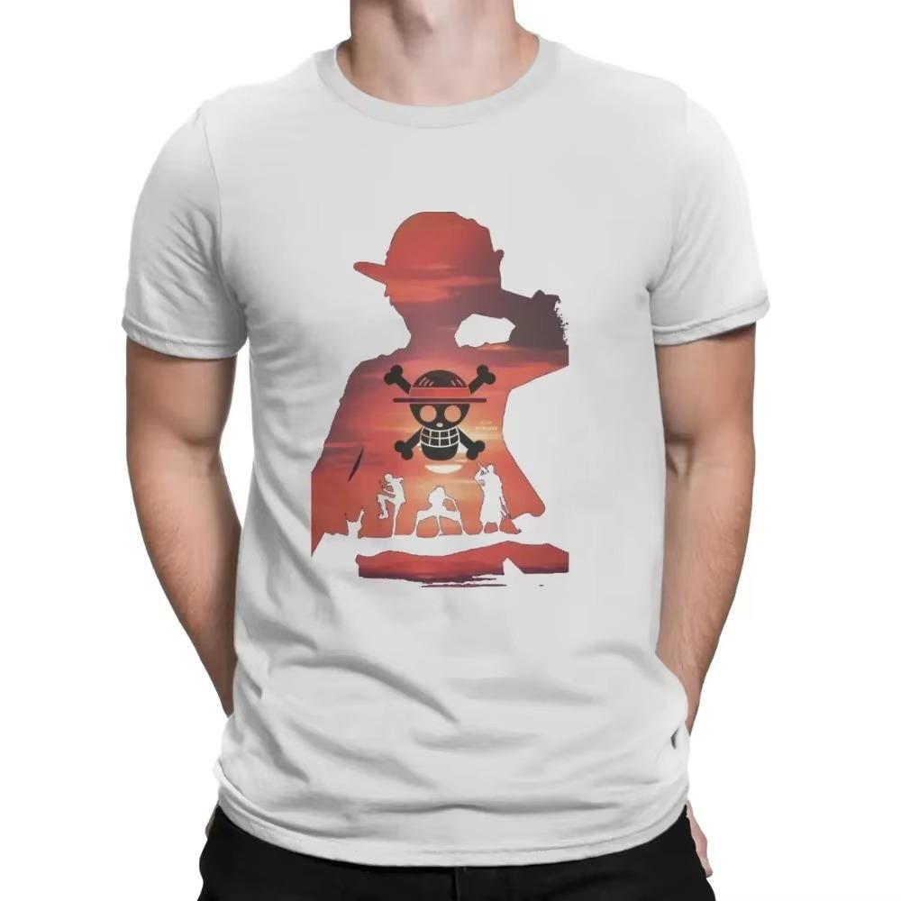 Summer Fashion Heavyweight Retro Men's Cartoon Pattern 100% Cotton Printed Round Neck High-quality Casual Fitness Street T-shirt