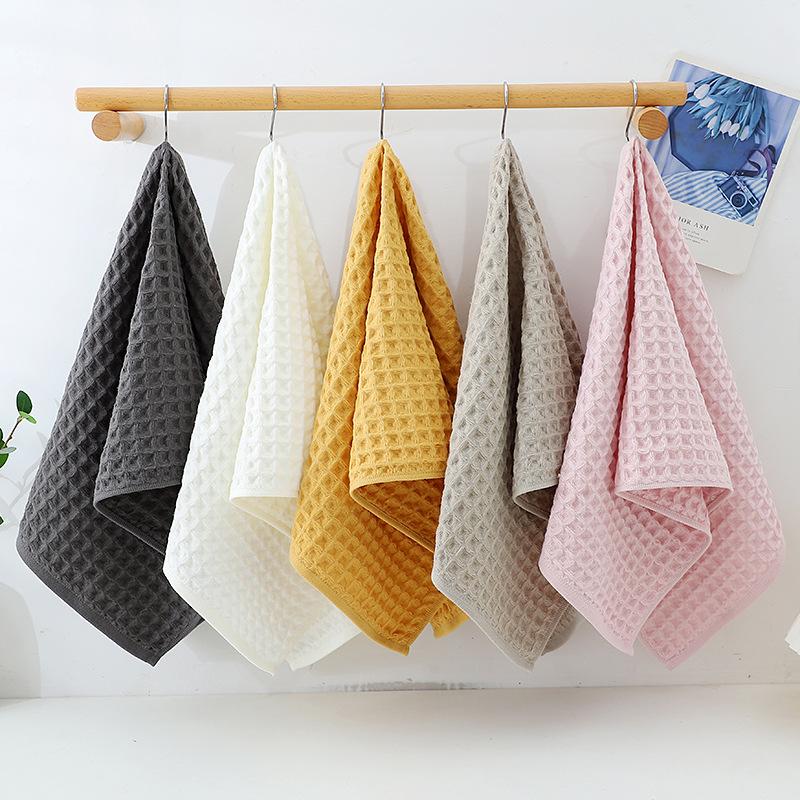 Pure Cotton Waffle Towel, Soft and Quick Drying, Men's and Women's Household Cotton Face Towel, Hand Towel