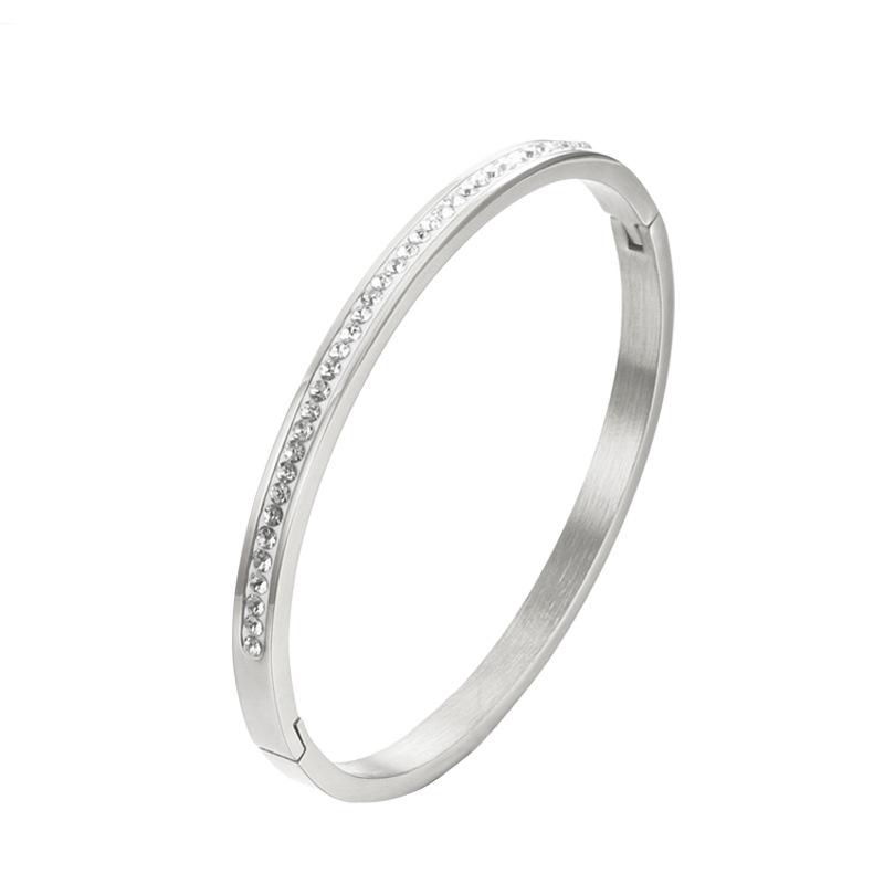 18K Gold-Plated Titanium Steel Diamond Bangle for Women  Men s Open Bracelet