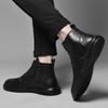 Men's Black Casual Ankle Boots  Anti-Slip Business Formal Shoes For Autumn And Winter  Comfortable Lace-Up Trendy Walking Boots