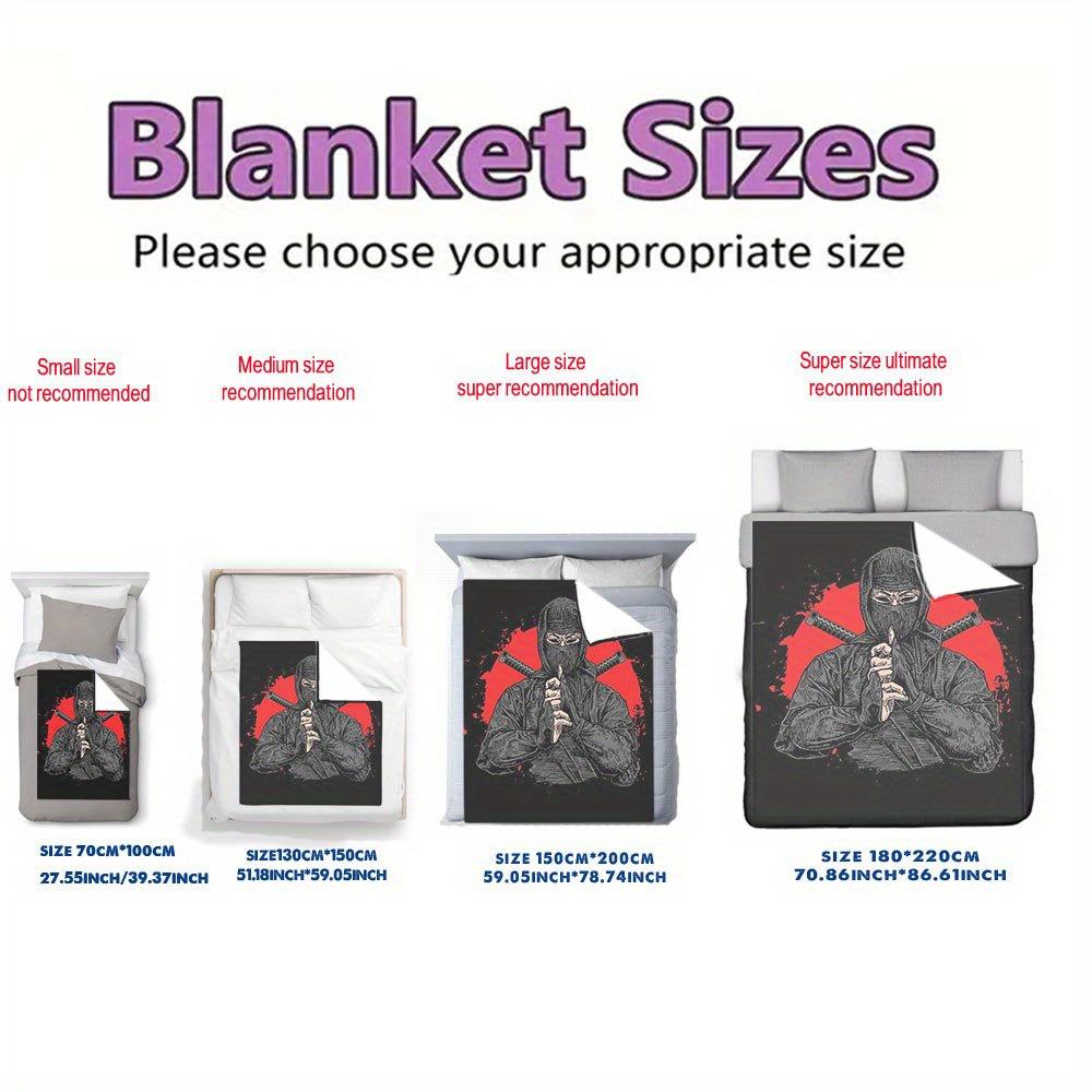 Japanese Ninja Print Flannel Throw Blanket – Cool Anime Streetwear for Home Office Sofa Car Gift