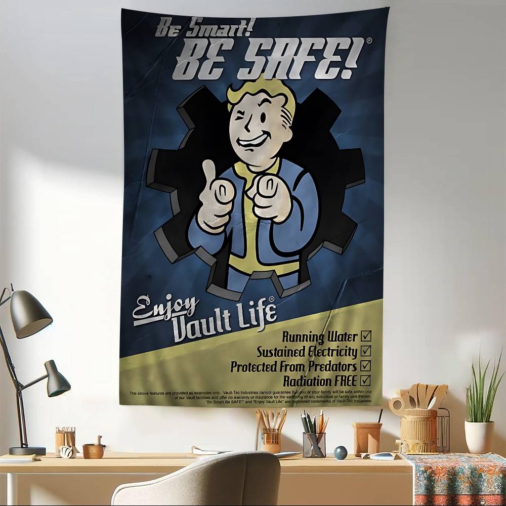 Playing FFallout Anime Chart Tapestry Art Science Fiction Room Home Decor Cheap Hippie Wall Hanging