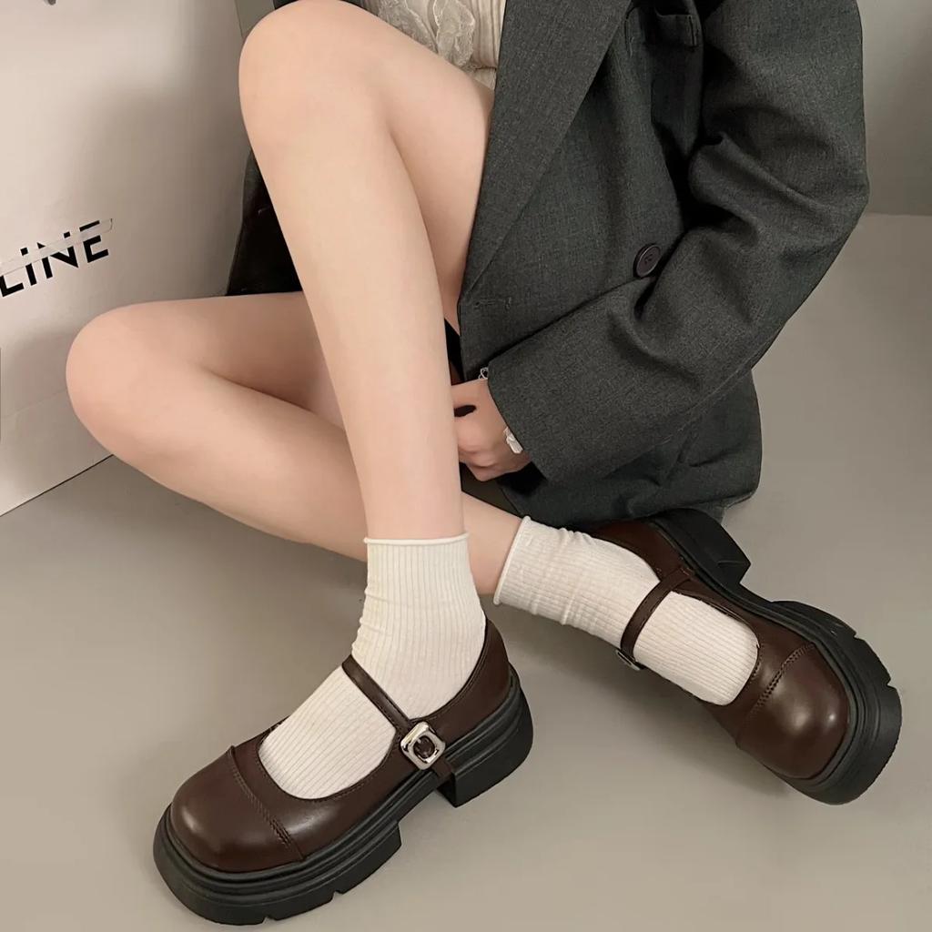 Black Ankle Buckle Platform Pumps Women Japanese Style Patent Leather Mary Jane Shoes Woman Punk Thick Heels Lolita Shoes Mujer