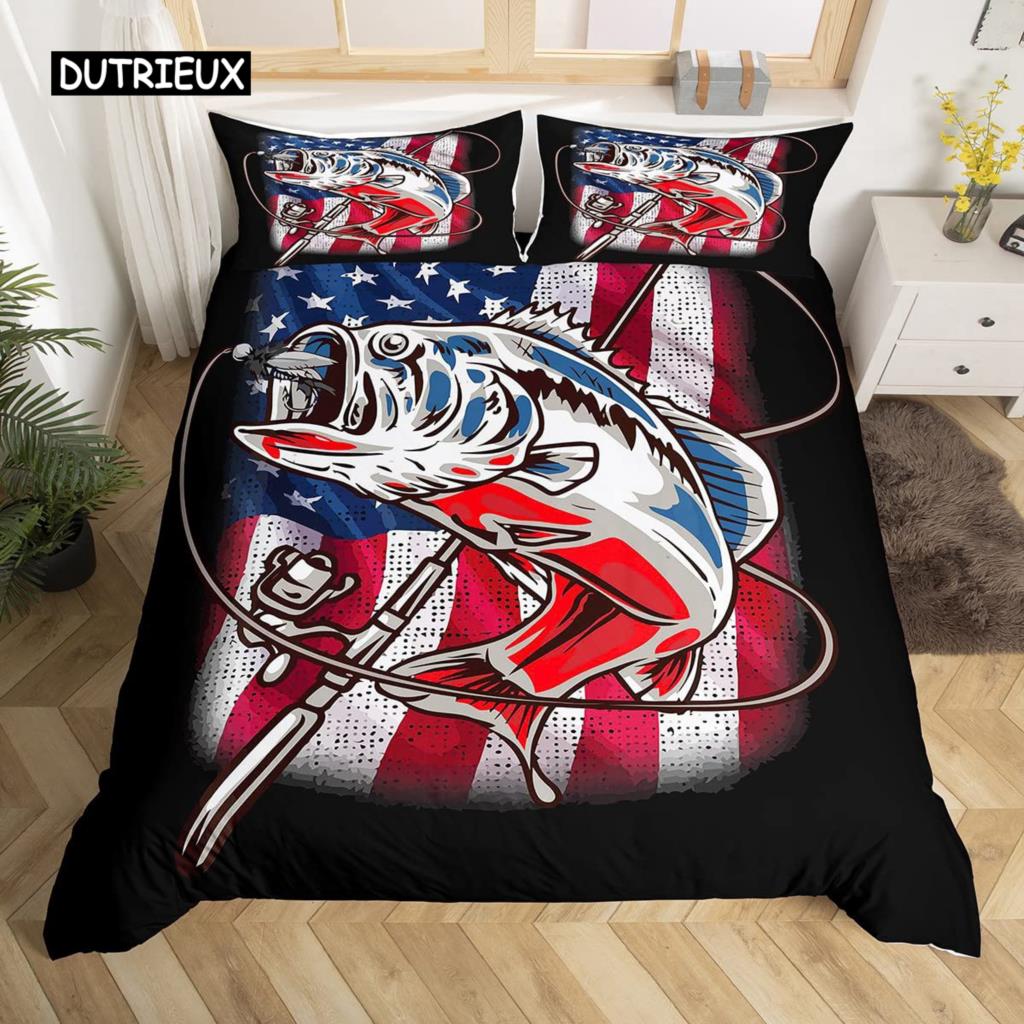 American Flag Duvet Cover Microfiber Bald Eagle Patriot United States Flag Bedding Set Independence Fourth of July Quilt Cover