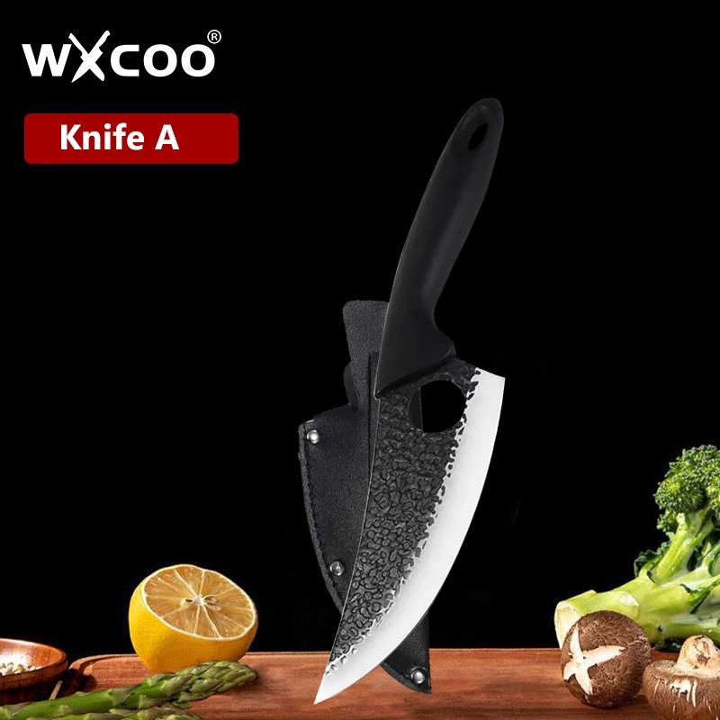 WXCOO Chef Butcher Boning Knife Handmade Forged Stainless Steel Fruit Meat Cleaver Utility Cutting Tool Kitchen Knife