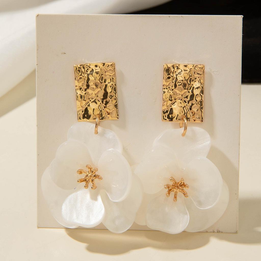 Accessories, Fresh Fringed Camellia Flower Earrings, Three-dimensional Pearl Earrings Earrings
