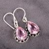 Morganite Gemstone 925 Sterling Silver Handcrafted Drop/Dangle Earrings 1.41" EE-97-12