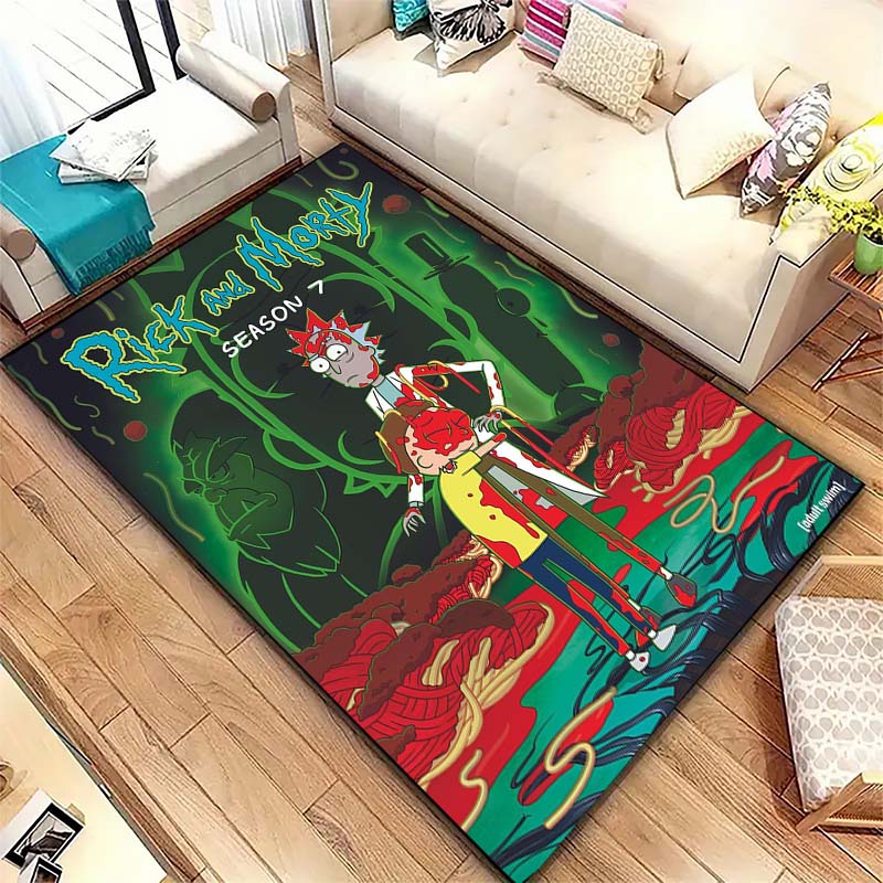 Ricky and Morty pattern rug, digitally printed non-slip decorative rug, a housewarming gift for family and friends.