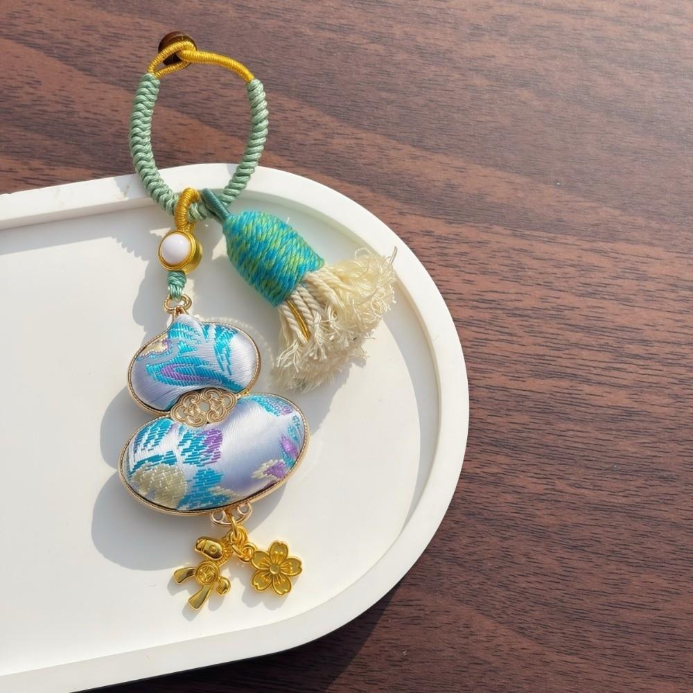 Horse Chinese Traditional Key Chain Luxury Embroidered Cat Key Ring Brocade Gourd Pendant Daily