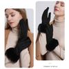 Plaid Winter Fleece-lined Gloves Suede Women Cycling Mittens Retro  Gloves  Female