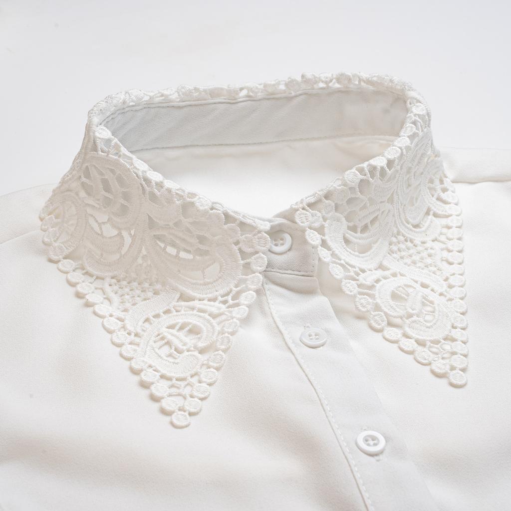 Neues Design Hemdkragen Falscher Kragen Damen Aushöhlen Blume Knopf Halbes Hemd Abnehmbarer Kragen Abnehmbare Halsbekleidung Falsche Krawatten