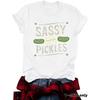 Women's Summer Round Neck Short Sleeve T-shirt Playful Cucumber Pattern Print Comfort T-shirt