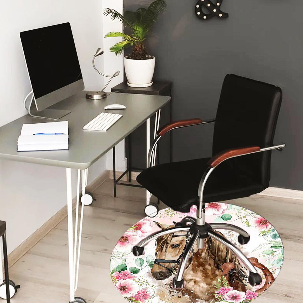 Horse With Floral Pattern Fashion Rug Nonslip Carpet Floor Mat Office Chair Mat Design For Office Decor Home Living Room Bedroom Giftt40