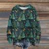 Ladies' Fashionable Casual Long Sleeved Christmas Printed Round Neck Knitted Yarn