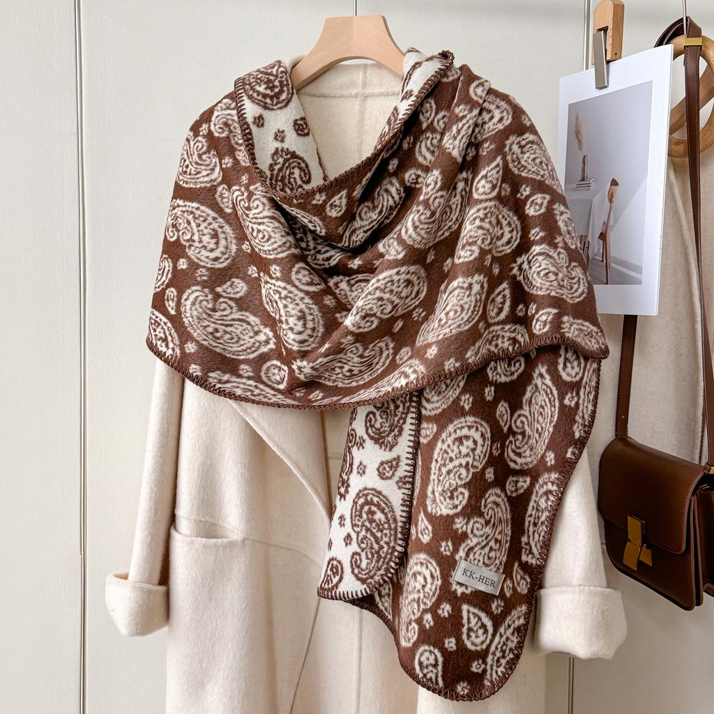 Thick Warm Winter Cashmere-Like Scarf for Women - Luxury Paisley Print Shawls Wraps, Lady's Travel Stole & Fashion Bufanda