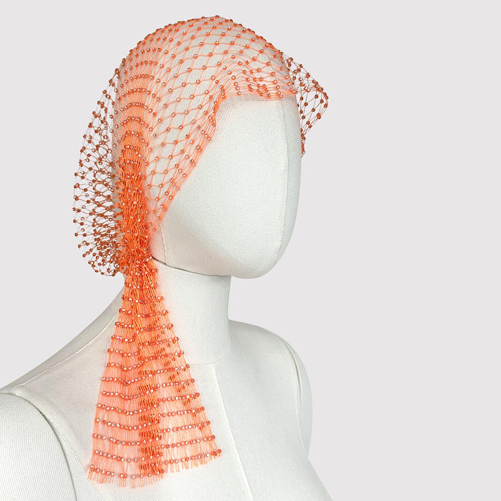 

Handmade Hollow Out Fishnet Hat, Rhinestone Fashion Mid-length Fishnet Cap, Trendy Lady Accessory 90cm