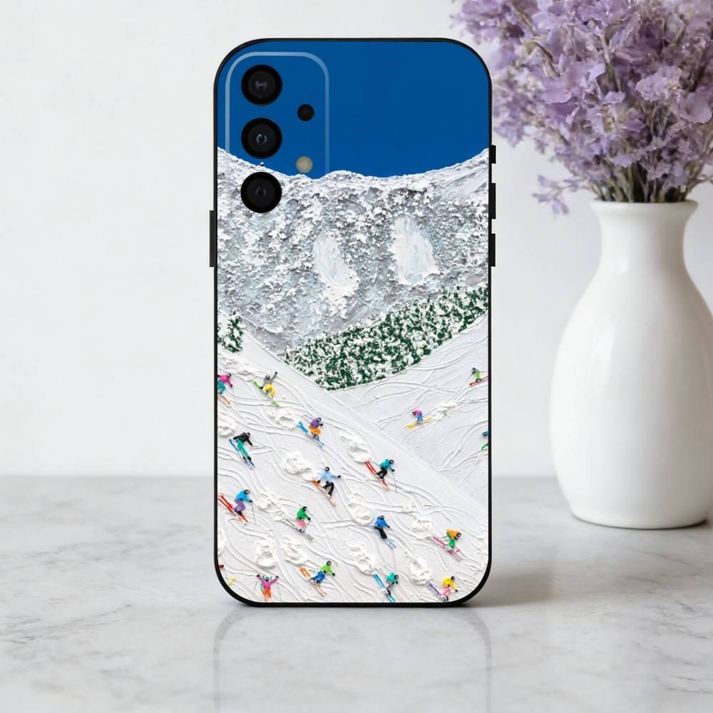 S-Schneeberg S-Skifahren Ski Handyhülle Für Samsung Galaxy A73,A72,A71,A70,A53,A52,A51,Andere Weiche Schwarze Hülle