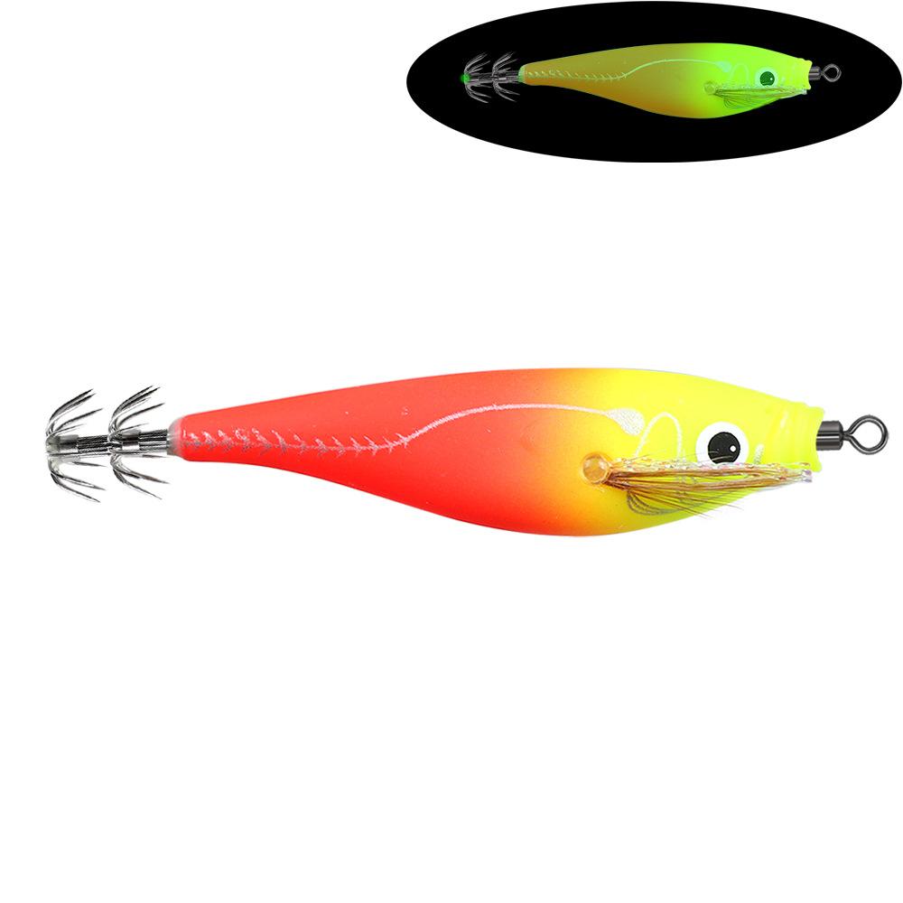 10cm10gLuminous Wooden Shrimp Noise Colorful Balance Shrimp Squid Hook Lure Hard Bait Sea Fishing Fake Bait Special Model