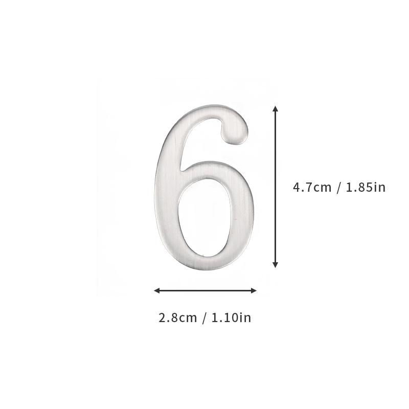 Aluminum Alloy Door Number with Backing Adhesive 5*3cm Silver House Number Apartment Door Number for Outdoor Hotel Home Mailbox