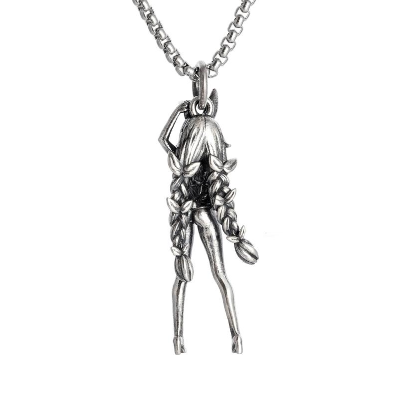 Sexy Cute Twin Ponytail Girl Pendant Cartoon Cute Anime Character Necklace Men Women Cosplay Jewelry Gifts