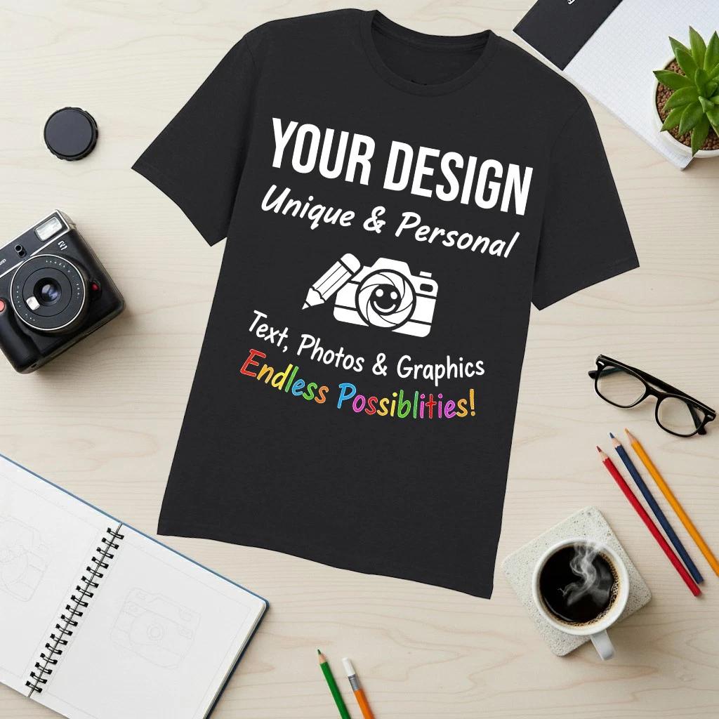 Personalised Text Mens T-Shirt Custom Print Photo Text Logo Tee S
