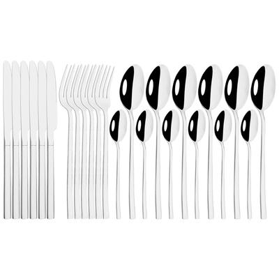24 pièces ensemble de couverts noirs couteau fourchette cuillère vaisselle ensemble de vaisselle en acier inoxydable miroir cuillères à thé couverts ensemble d'argenterie