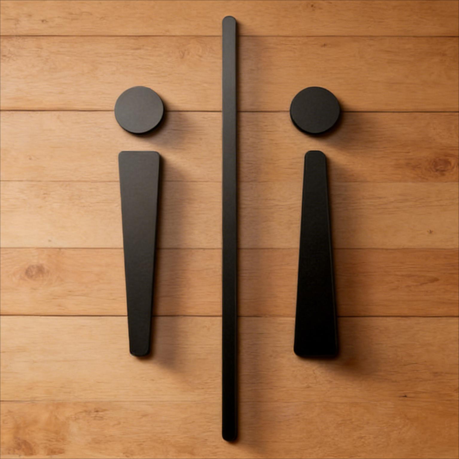 

Men s Women s Restroom Sign 3D Acrylic Wall Sticker Salon Cafe Decor 15 cm срібний