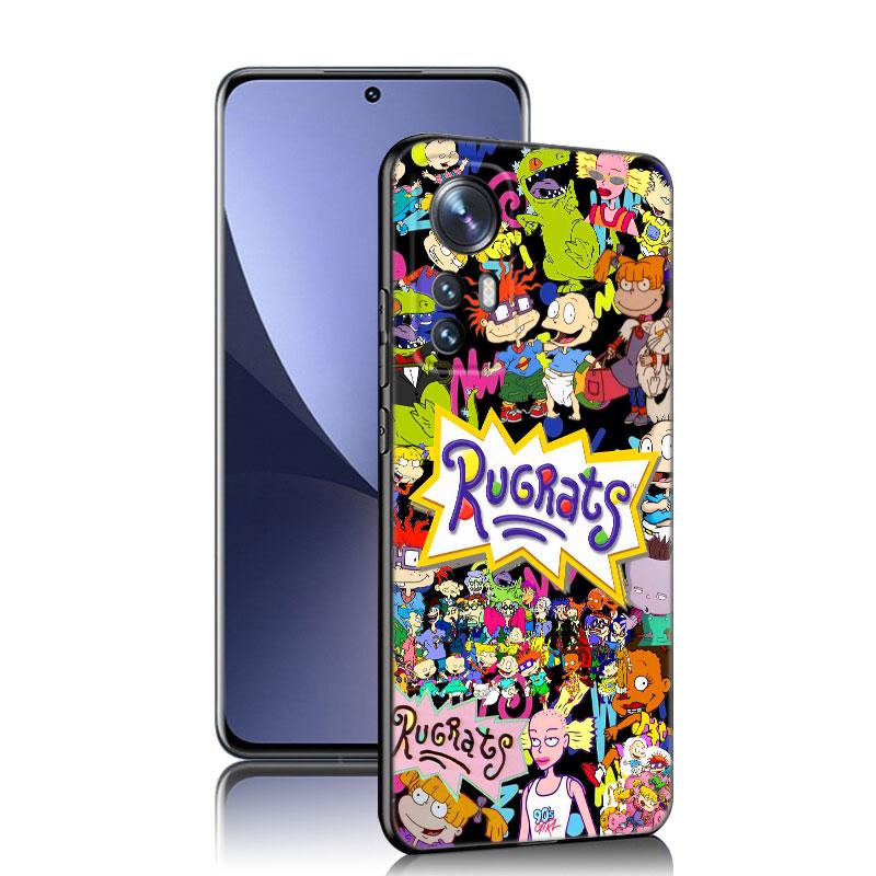 Cartoon R-Rugrats Black Silicone Phone Case For Xiaomi Mi 9 SE 8 10 10T 11 12 13 Lite 9T 11T 12S 12T 13T 14 Pro 5G NE 11i 12X