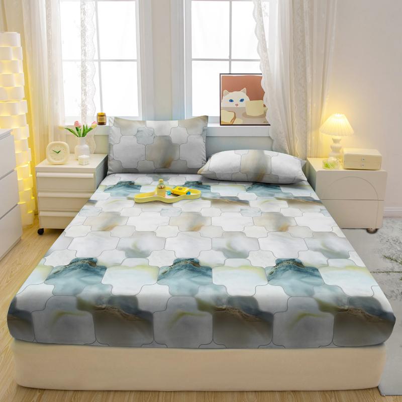 

Modern Geometry Printed Fitted Sheet Matte Bedding Set for Bedroom Queen Size Soft Comfortable 71x132cm