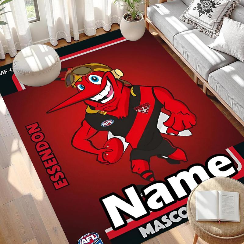 Custom Name Personalized Essendon Football Print Carpet, Versatile Home Decor Rug, for Playroom, Apartment, Balcony, Entryway, Hallway Gift