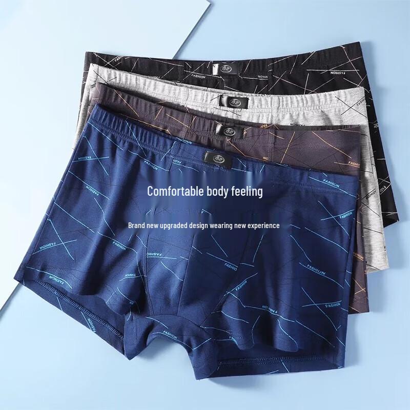 LangSha Men's Antibacterial Cotton Boxer Briefs 4-Pack