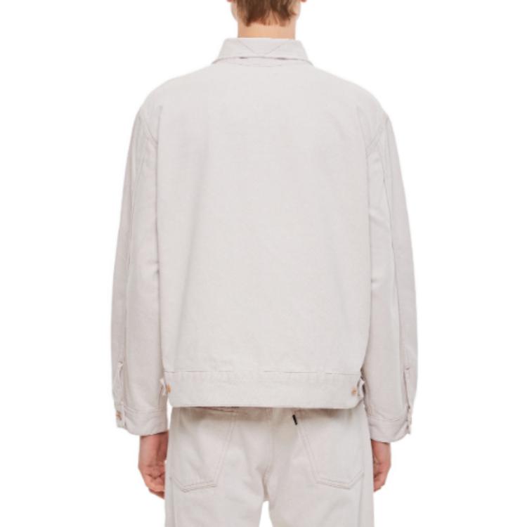 Levis Lmc High-End Series Solid Color Polo Pocket Zipper Long Sleeve Loose Jacket Men Jackets White A2195-0001