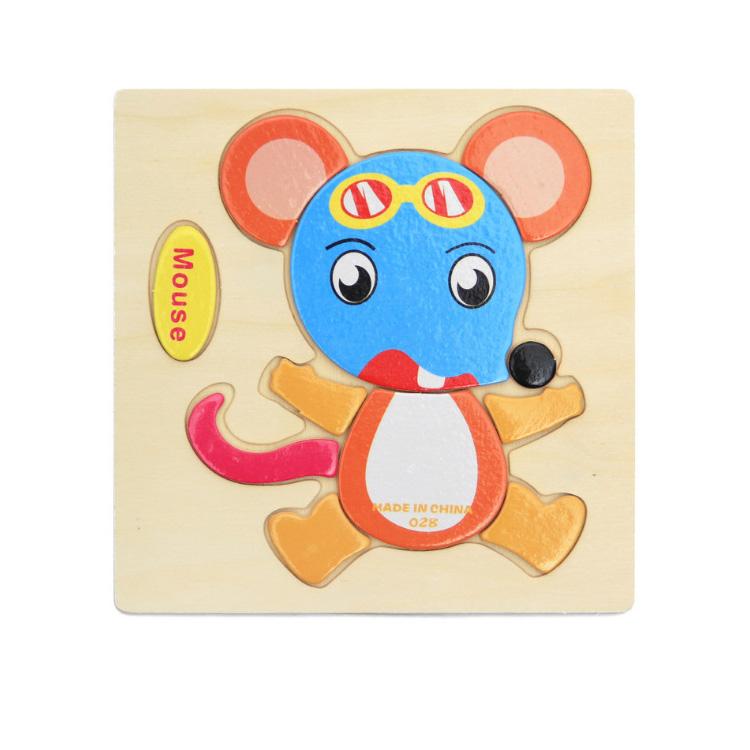 Cartoon Animal Fruit Car Pattern Wooden 3D Puzzle Baby Intelligence Early Learning Educational Toy Cute Wood Puzzle For Kids
