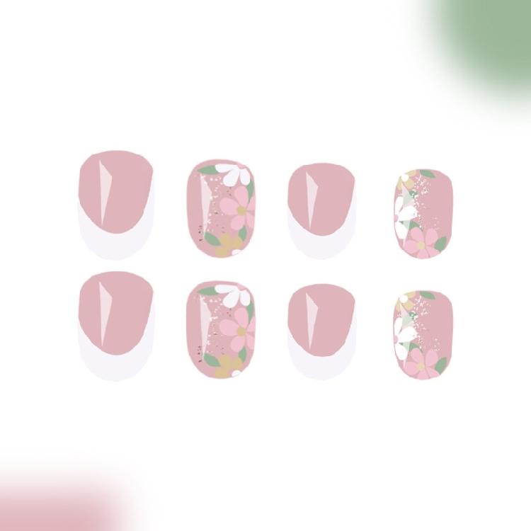 24pcs Acrylic False Nail With Short Shape And Glitters Finish Press on Nail For Fashionable Women Nail Decoration