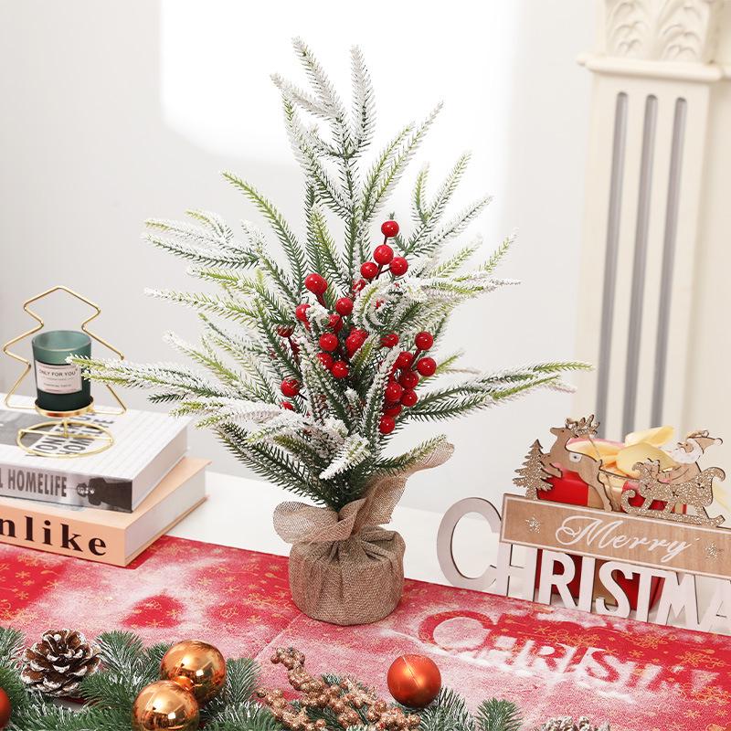 Mini Potted Christmas Tree with Snow - Perfect for Desktops, Hotels, Malls, and Window Displays