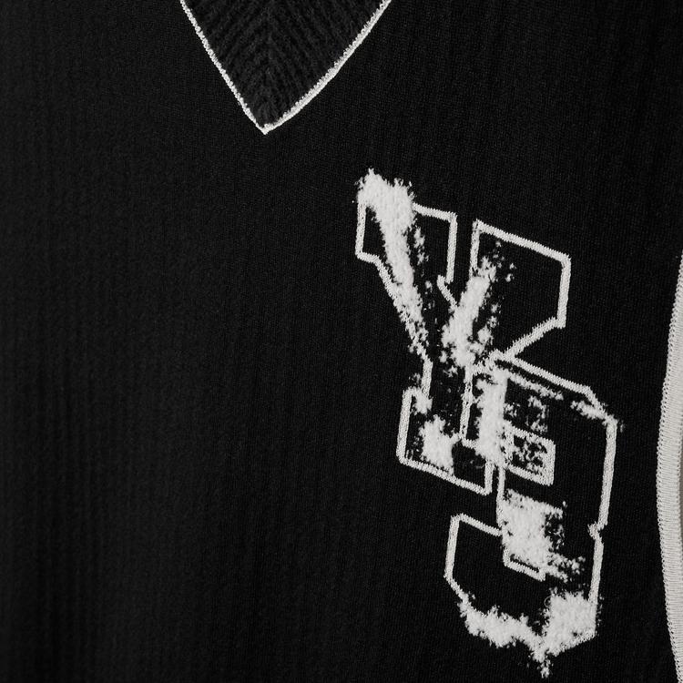 Y-3 WF23 Letter V-Neck Knitted Vest Unisex Vests Black IL4619
